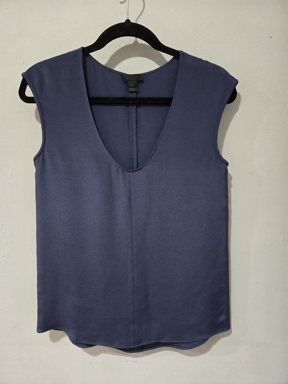 J. Crew Navy Blue Sleeveless V-Neck Camisole 100% Silk